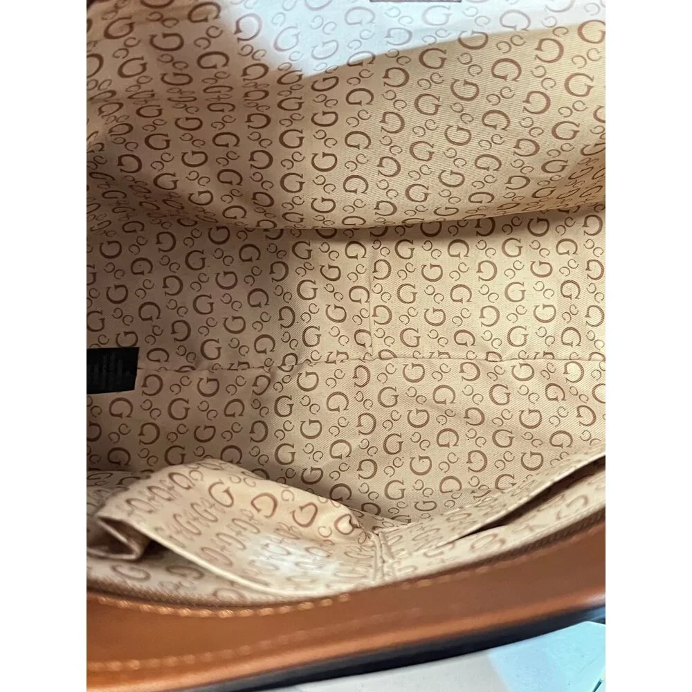 Guess L.A. Large Brown Tote Bag w Zipper & Inner Lining Pockets 11”x17” - Picture 4 of 9